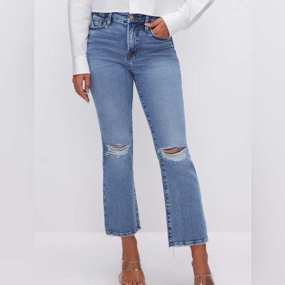 Good American Denim - Good American GOOD LEGS CROPPED MINI BOOT JEANS